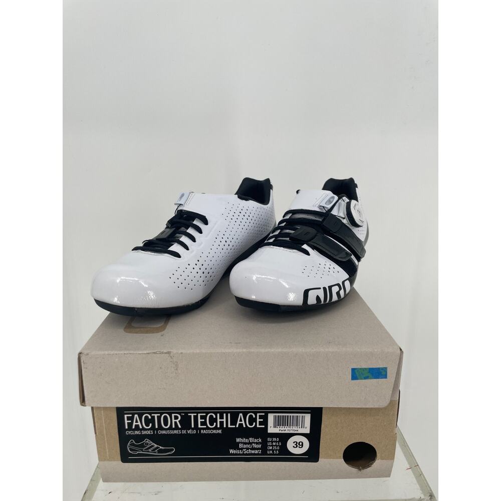 Giro Mens Factor Techlace Cycling Shoes 6.5M White Carbon Fiber Outsole 7077044